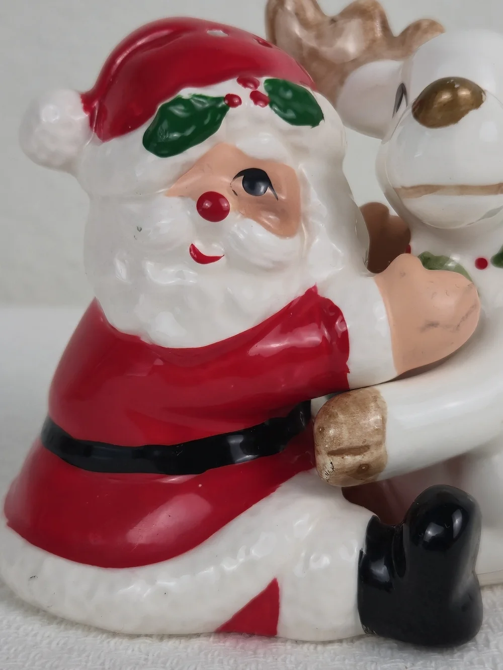 Vintage OCI Omnibus Santa & Reindeer Salt & Pepper Shakers